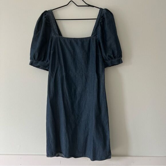 Express Denim Puff Sleeve Mini Shift Dress – Western Cottagecore Size S - Picture 4 of 9